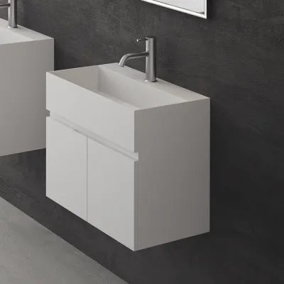 Compact 07 - Washbasin cabinet 60x35, Matt White SolidTec®