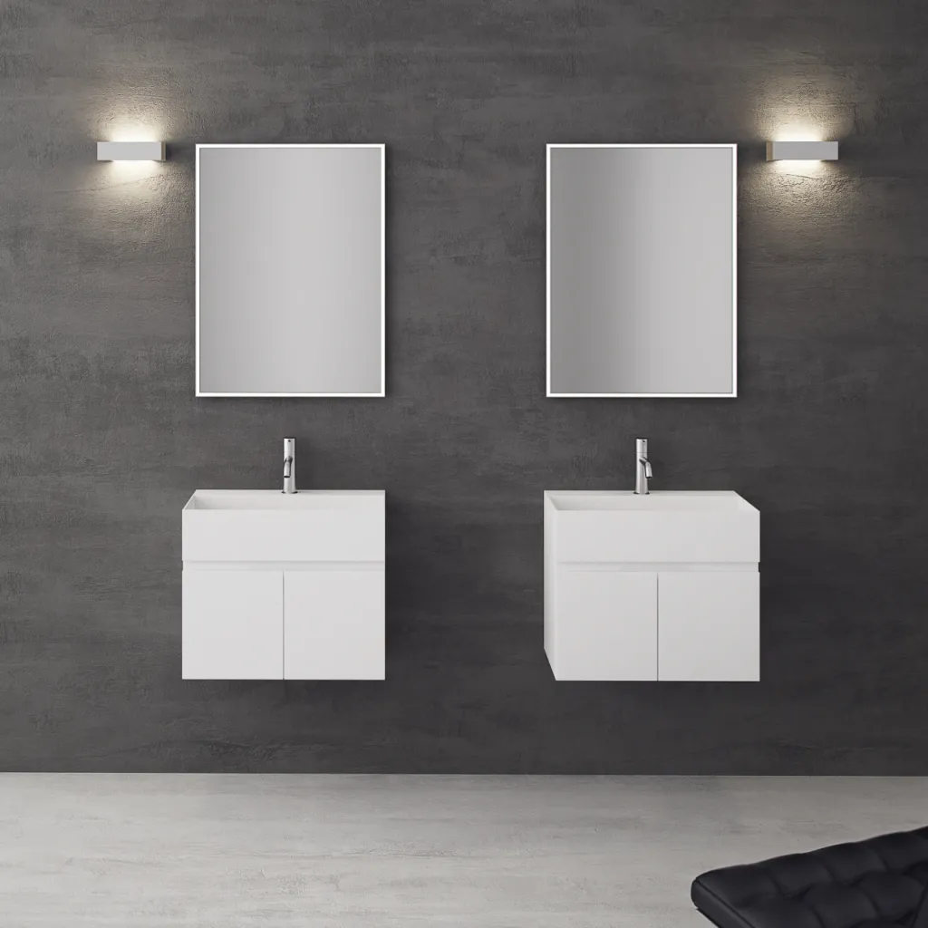 Compact 07 - Washbasin cabinet 60x35, Matt White SolidTec®