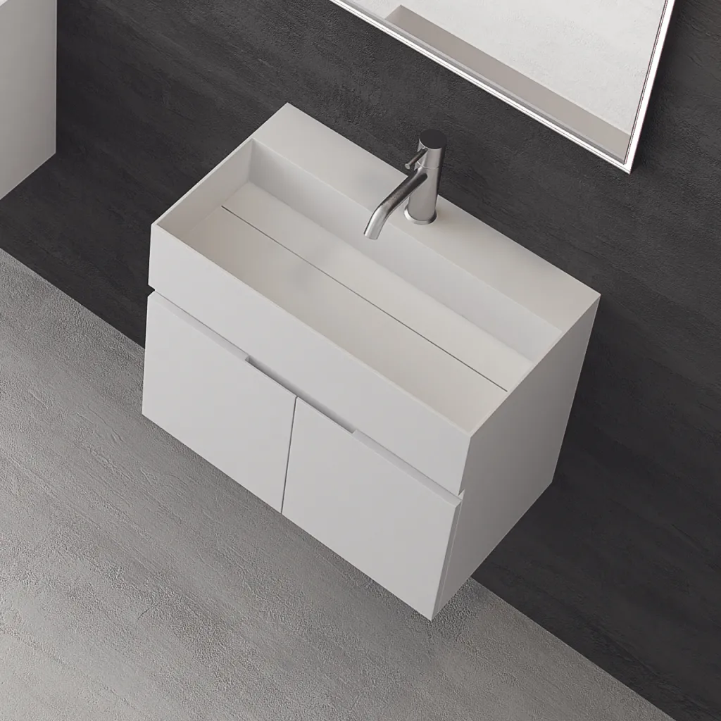 Compact 07 - Washbasin cabinet 60x35, Matt White SolidTec®