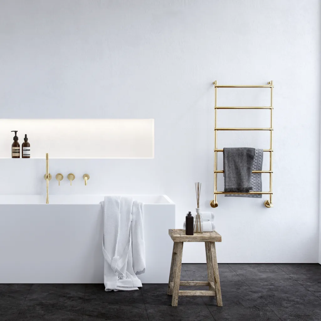 Vetro DeLuxe 442/6 - Water-borne Towel Rail, Polished Brass Natural