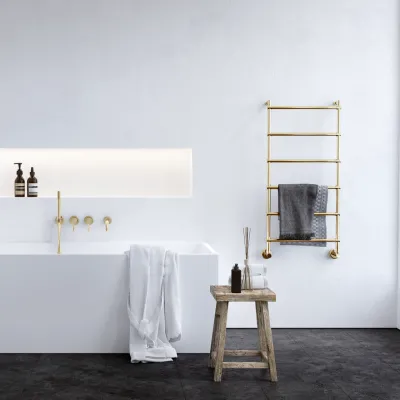 Vetro DeLuxe 442/6 - Water-borne Towel Rail, Polished Brass Natural