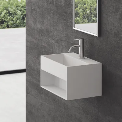 Boxo 45S - 45x30 cm Washbasin with storage, Mathvid SolidTec®