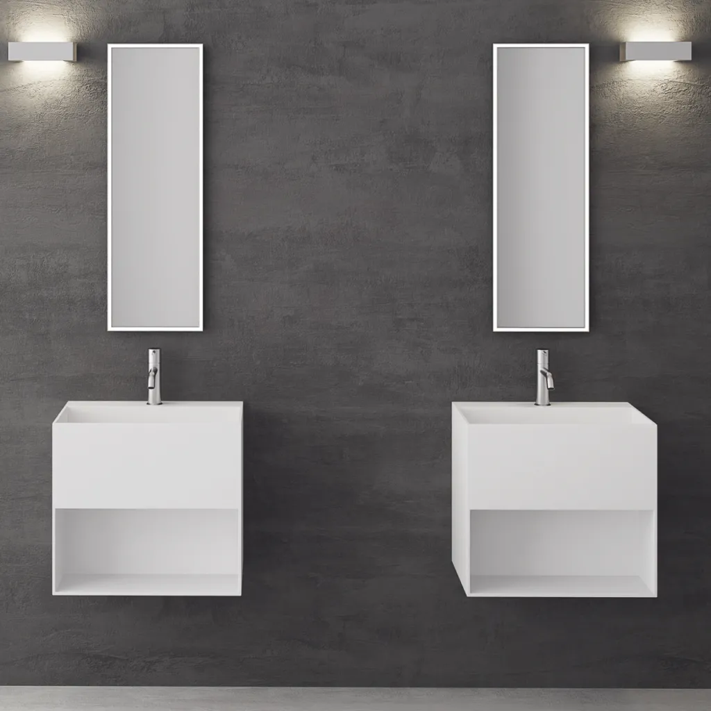 Boxo 55 - 55x40 Sink with storage, Matte White SolidTec®