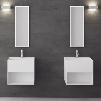 Boxo 55 - 55x40 Sink with storage, Matte White SolidTec®