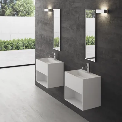 Boxo 55 - 55x40 Sink with storage, Matte White SolidTec®