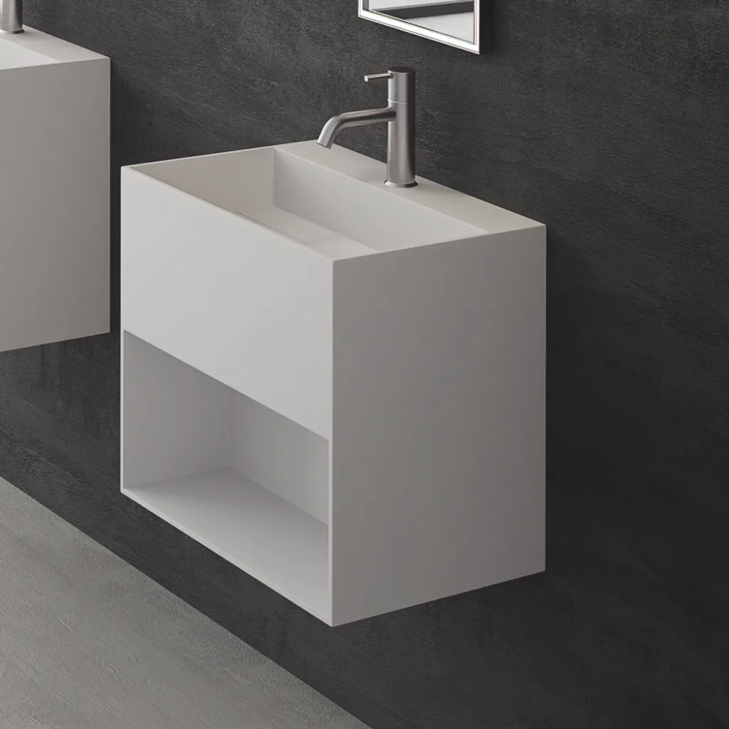 Boxo 55 - 55x40 Sink with storage, Matte White SolidTec®