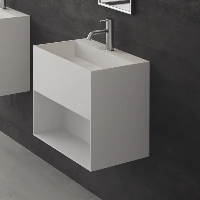 Boxo 55 - 55x40 Sink with storage, Matte White SolidTec®