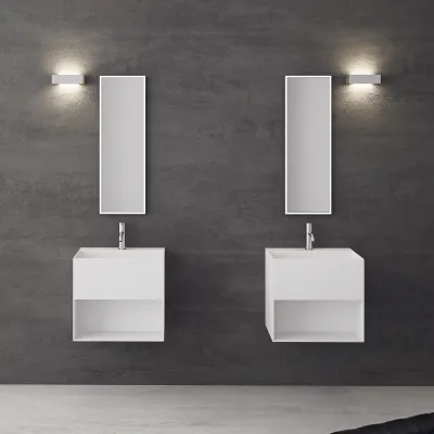 Boxo 55 - 55x40 Sink with storage, Matte White SolidTec®