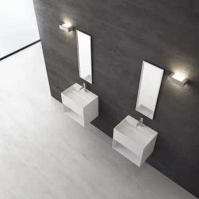 Boxo 55 - 55x40 Sink with storage, Matte White SolidTec®