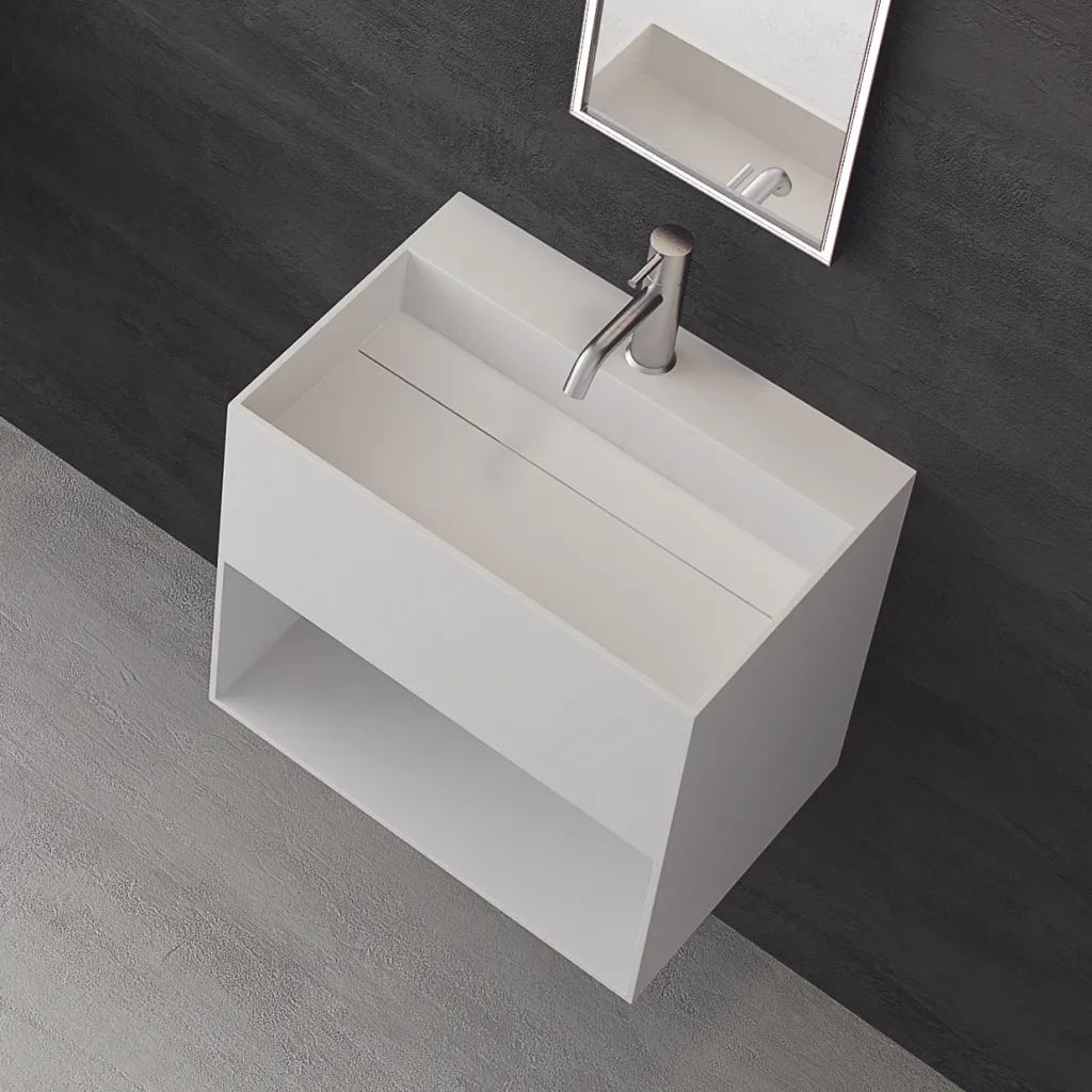 Boxo 55 - 55x40 Sink with storage, Matte White SolidTec®