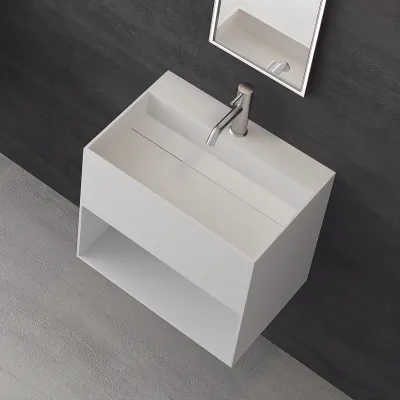 Boxo 55 - 55x40 Sink with storage, Matte White SolidTec®
