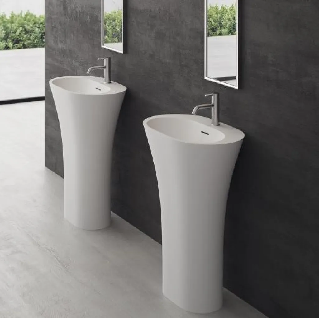 White Bucatini - 90hx63x42 Pedestal sink, Mathvid SolidTec®