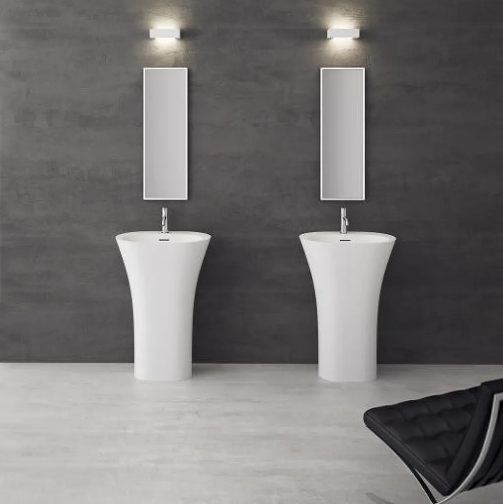 White Bucatini - 90hx63x42 Pedestal sink, Mathvid SolidTec®
