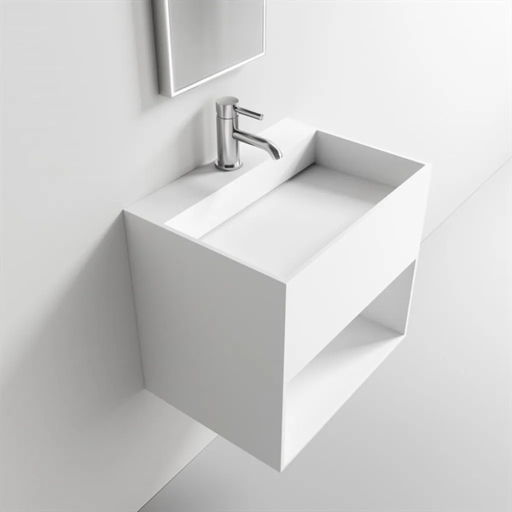 Boxo Inside 55 - 55x40 Sink with storage, Matt White SolidTec®