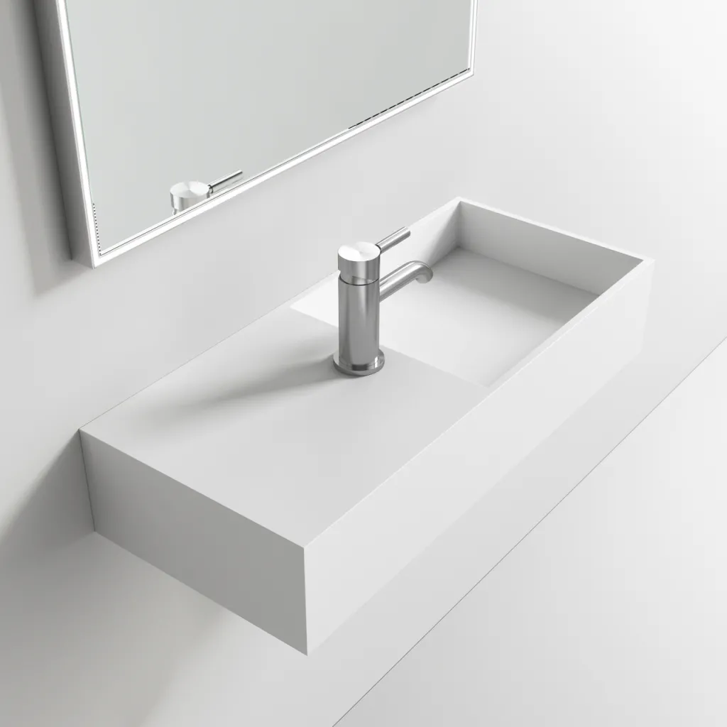 Kubo Inside 75R - 75x32.5 Sink on the right, Matt White SolidTec®
