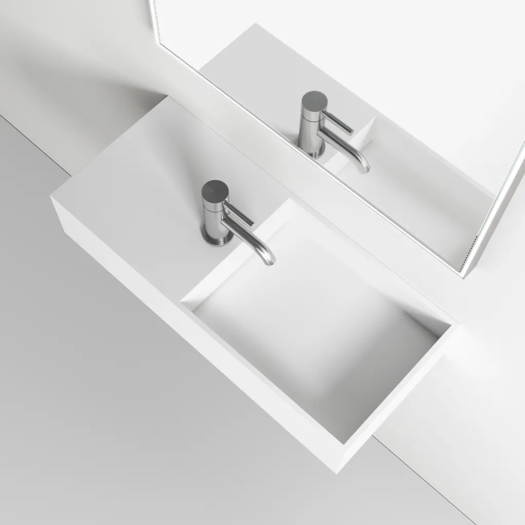 Kubo Inside 75R - 75x32.5 Sink on the right, Matt White SolidTec®