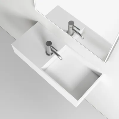 Kubo Inside 75R - 75x32.5 Sink on the right, Matt White SolidTec®