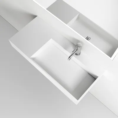 Kubo Inside 90R - 90x40 Washbasin, Matt white SolidTec®