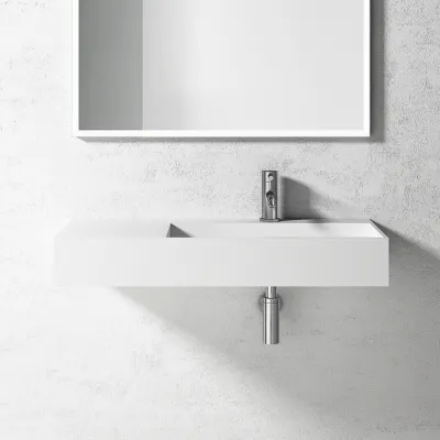 Kubo Inside 90R - 90x40 Washbasin, Matt white SolidTec®