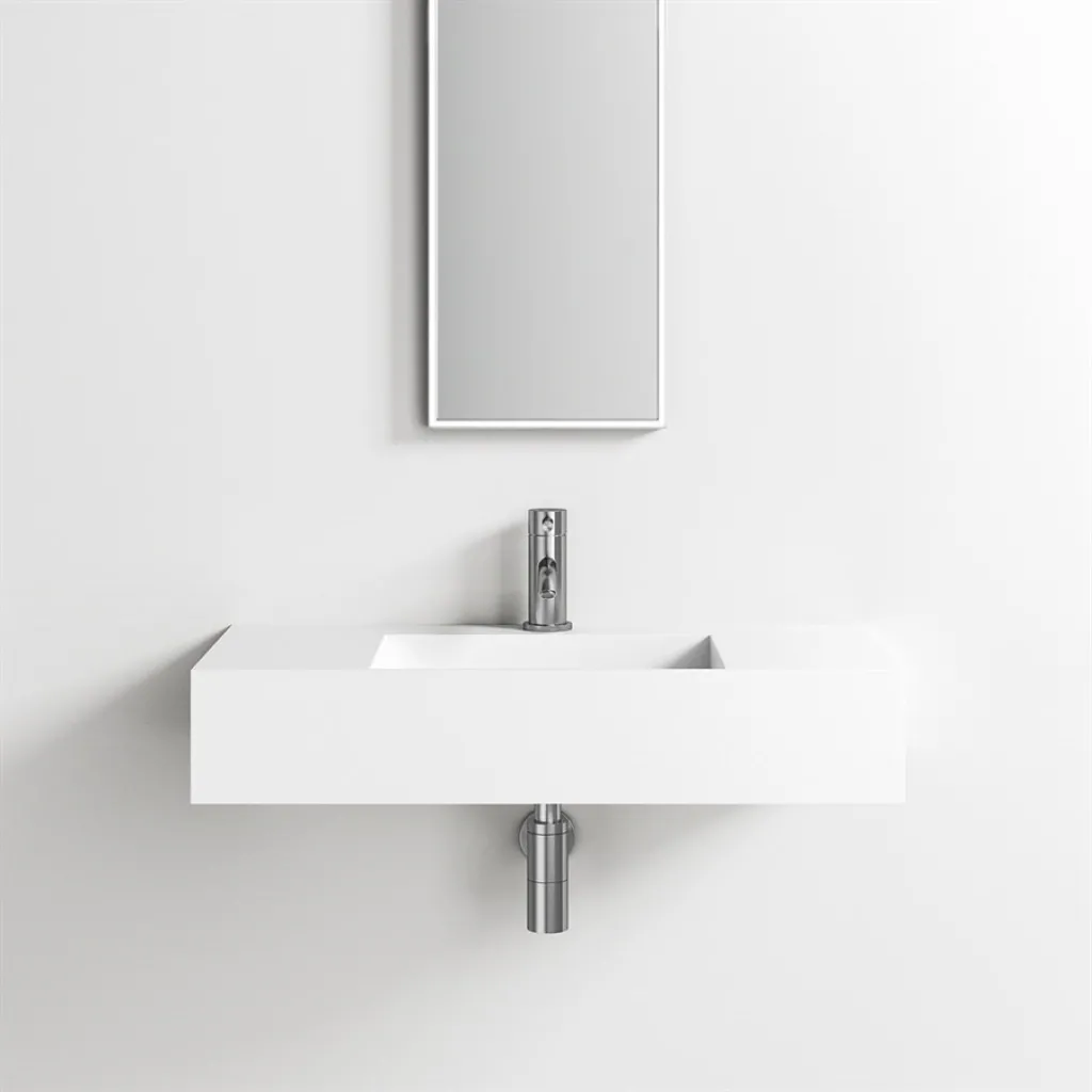 Contract Inside 80 - 80x40 cm Washbasin, Matt White SolidTec®