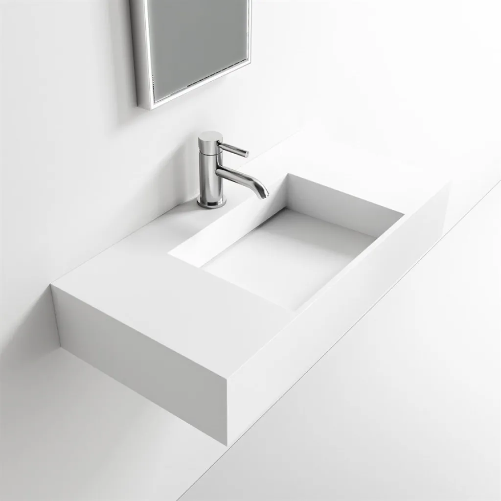 Contract Inside 80 - 80x40 cm Washbasin, Matt White SolidTec®