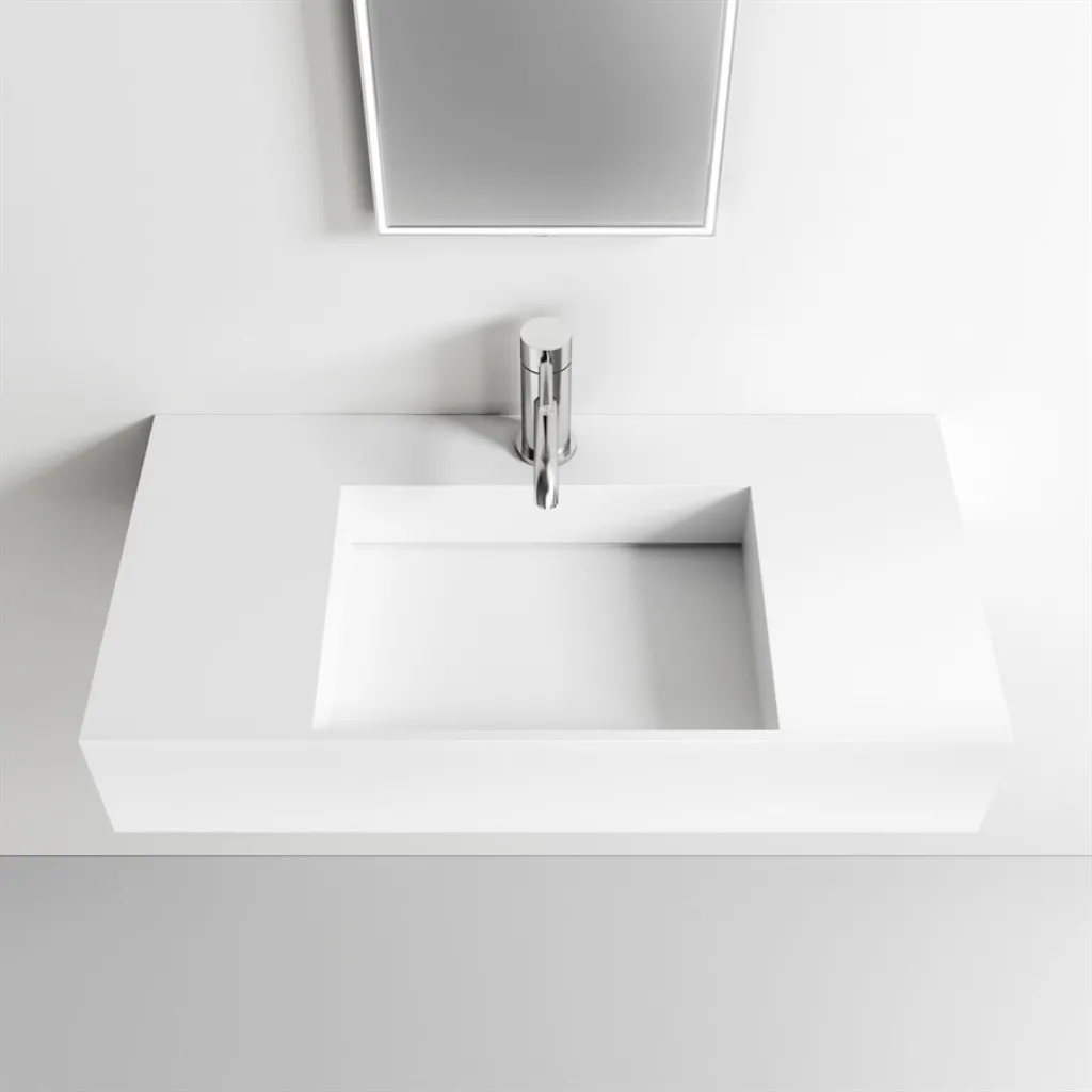 Contract Inside 80 - 80x40 cm Washbasin, Matt White SolidTec®