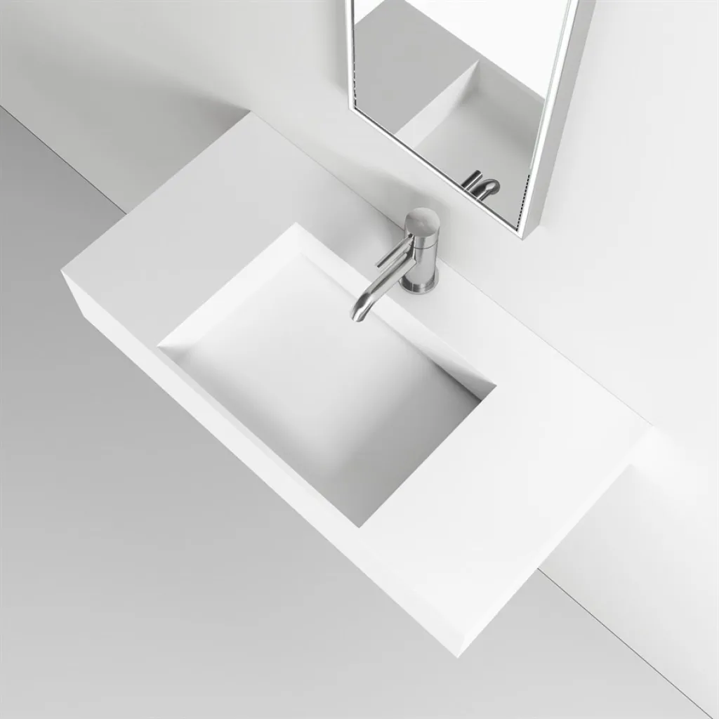 Contract Inside 80 - 80x40 cm Washbasin, Matt White SolidTec®