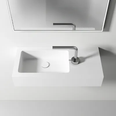 Waterproof 70L - 70x32 cm Sink on the left, Matt White SolidTec®