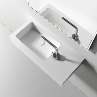 Waterproof 70L - 70x32 cm Sink on the left, Matt White SolidTec®