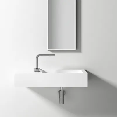 Waterproof 70R - 70x32 cm Sink on the right, Matt White SolidTec®