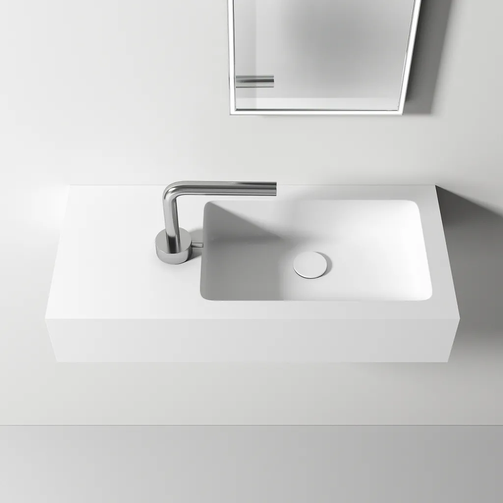 Waterproof 70R - 70x32 cm Sink on the right, Matt White SolidTec®