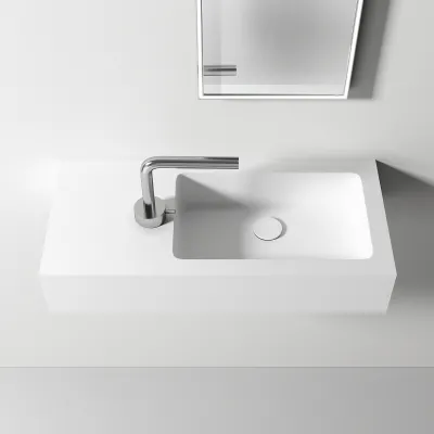 Waterproof 70R - 70x32 cm Sink on the right, Matt White SolidTec®