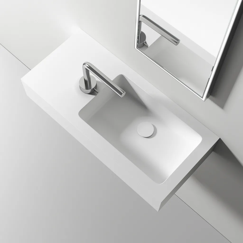 Waterproof 70R - 70x32 cm Sink on the right, Matt White SolidTec®