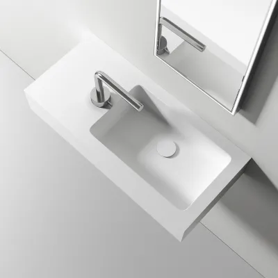 Waterproof 70R - 70x32 cm Sink on the right, Matt White SolidTec®