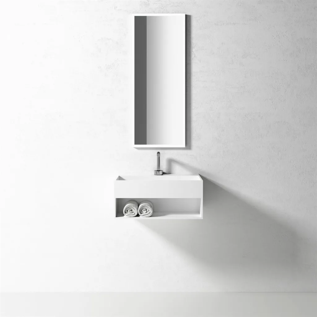 Boxo 60 - 60x35 Washbasin with storage, Matte White SolidTec®