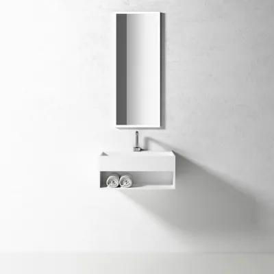 Boxo 60 - 60x35 Washbasin with storage, Matte White SolidTec®