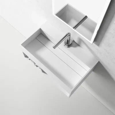 Boxo 60 - 60x35 Washbasin with storage, Matte White SolidTec®