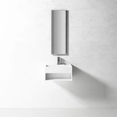 Boxo 50 - 50x35, Washbasin with storage, Matte White SolidTec®