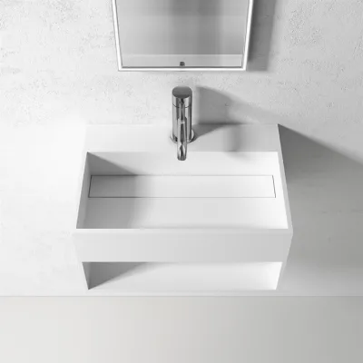 Boxo 50 - 50x35, Washbasin with storage, Matte White SolidTec®