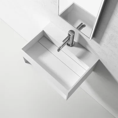 Boxo 50 - 50x35, Washbasin with storage, Matte White SolidTec®