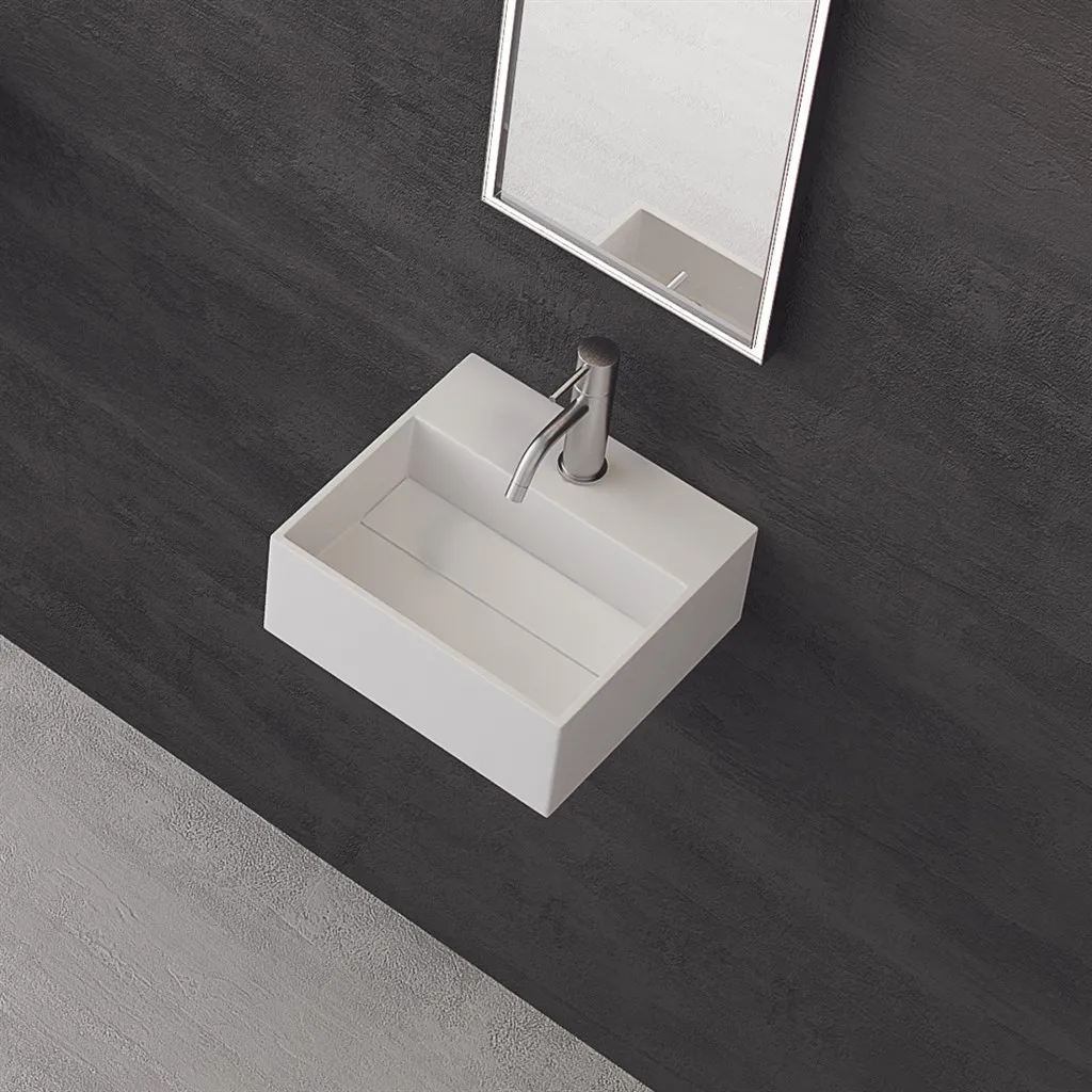 Kubo 32 - 32x30 Washbasin, Matt white SolidTec®