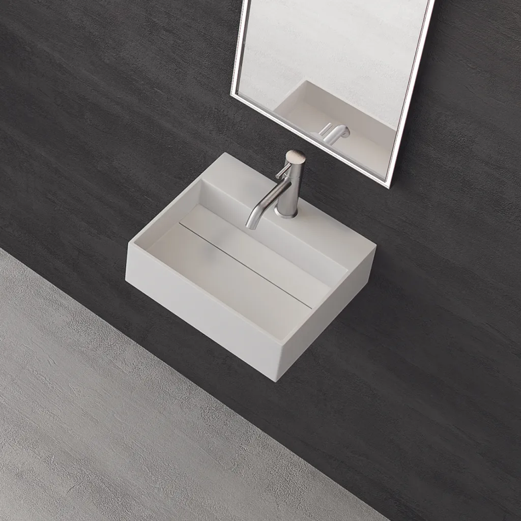 Kubo 40 - 40x35 Washbasin, Matt white SolidTec®