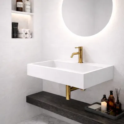 Kubo 60 - 60x40 Washbasin, Matt white SolidTec®