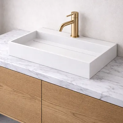 Kubo 60 - 60x40 Washbasin, Matt white SolidTec®