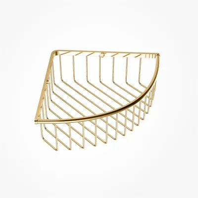 Richmond R63 - XL Corner Shower Basket, Brass Natural