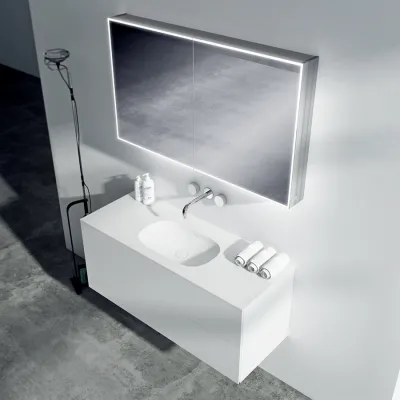 Block Soft 120 - Bathroom furniture 120x46 cm, Matt white w/ SolidTec® sink