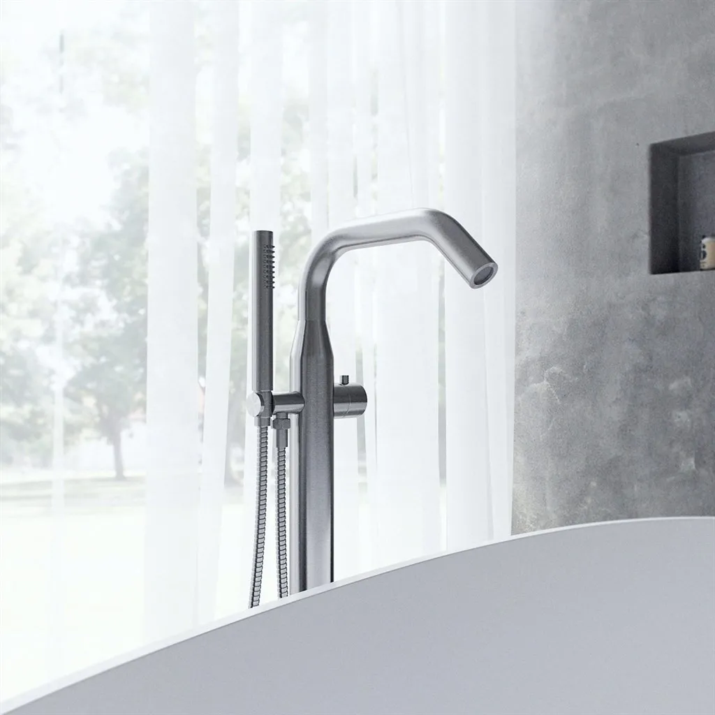 Classwell C12 - Freestanding tub/shower armature, Brushed Stainless Steel