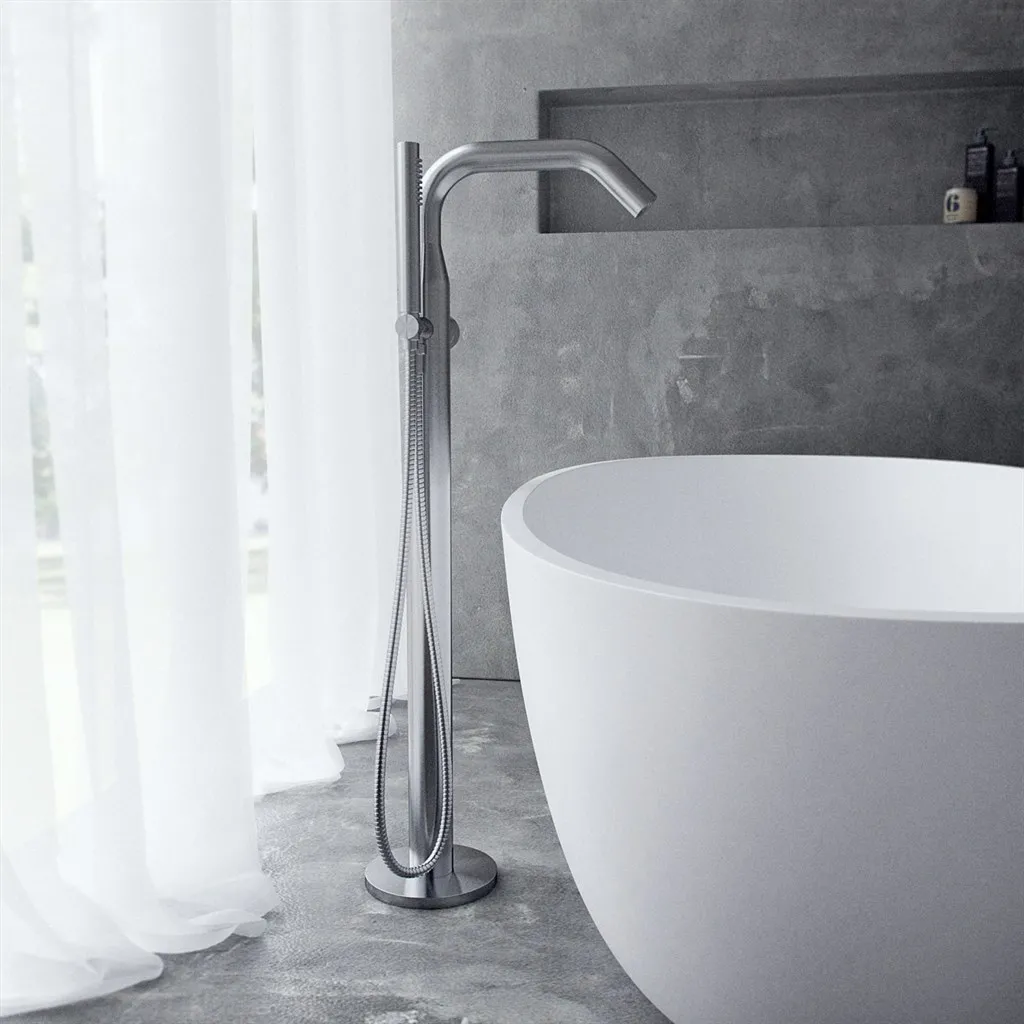 Classwell C12 - Freestanding tub/shower armature, Brushed Stainless Steel