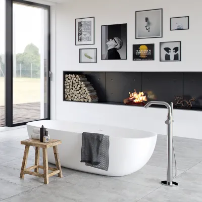 Classwell C12 - Freestanding tub/shower armature, Brushed Stainless Steel