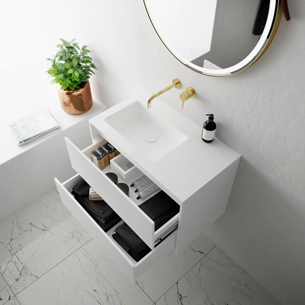 Compact 2 Waterproof 70X40L - Laundry cabinet, Matte White SolidTec®